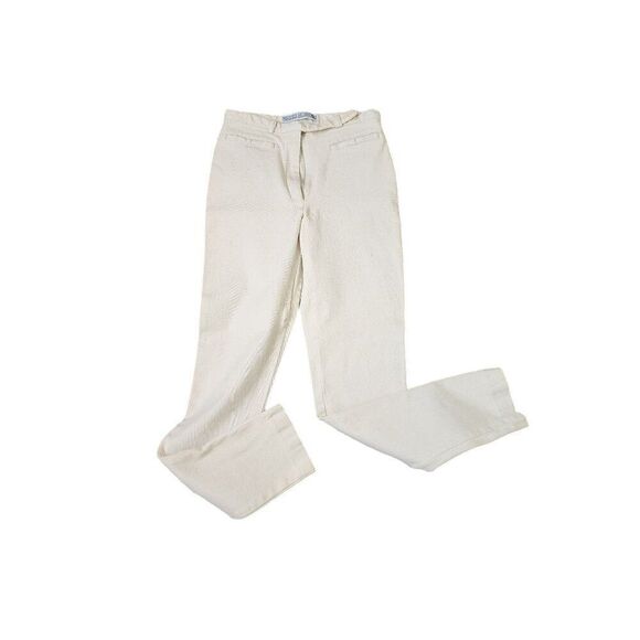 Vintage 70s Skinny Twill Pants Slim Cut Womens Size S Beige Ankle - Picture 1 of 5